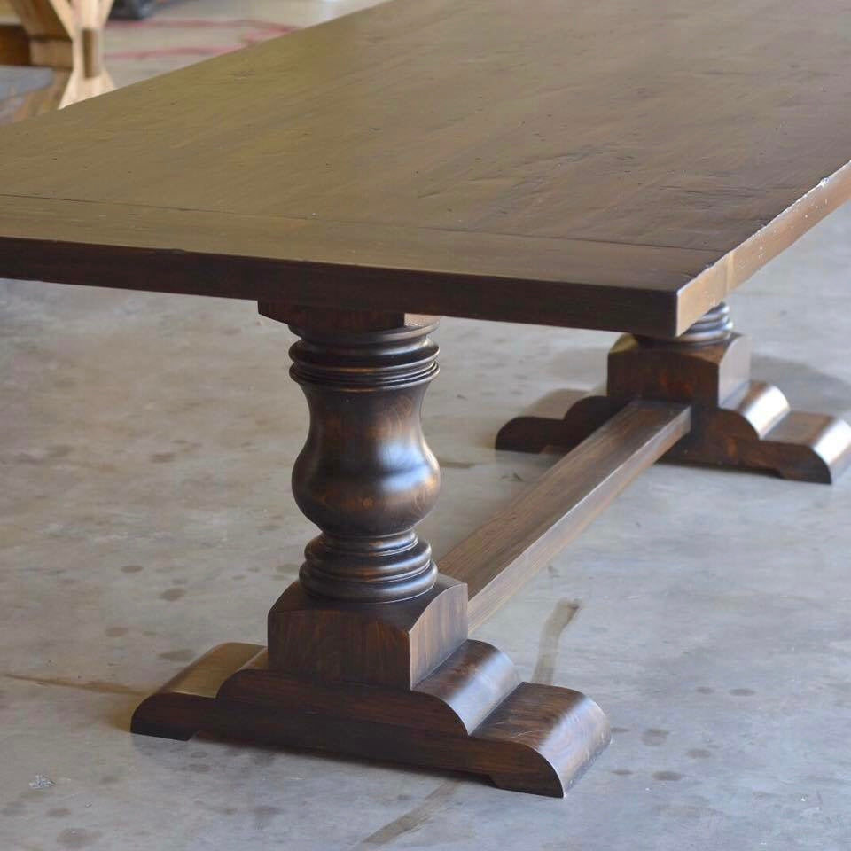 Pedestal Trestle Dining Table with Turned Pedestals