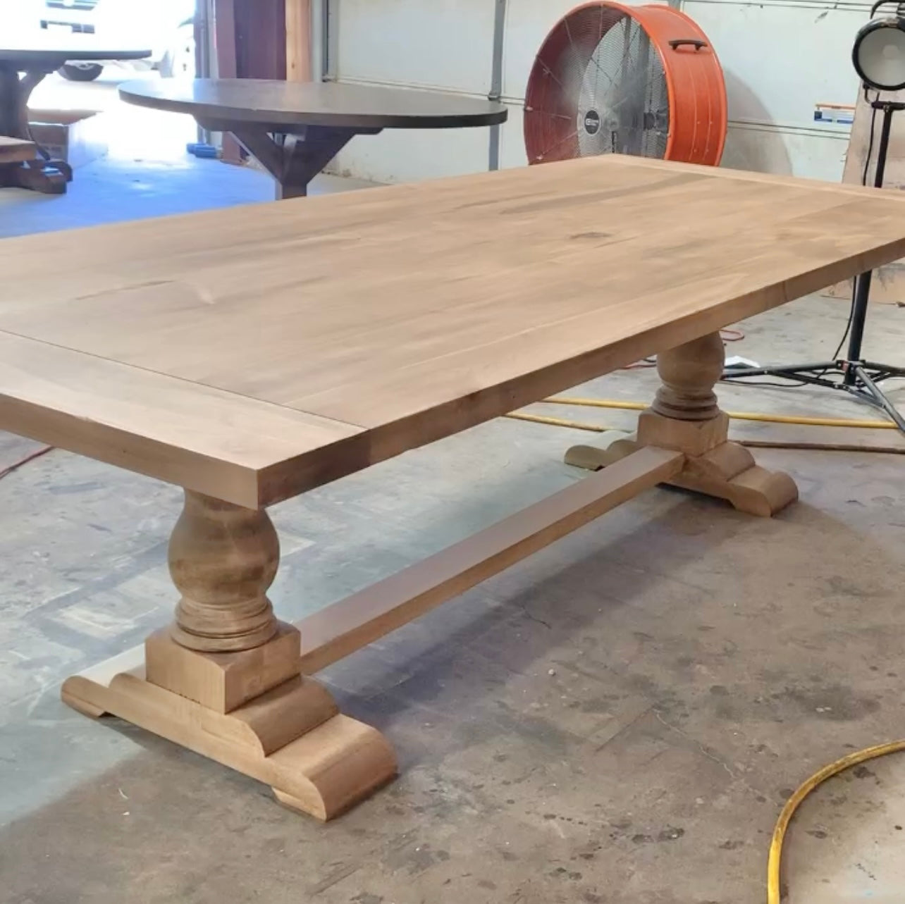 Pedestal Trestle Dining Table with Turned Pedestals