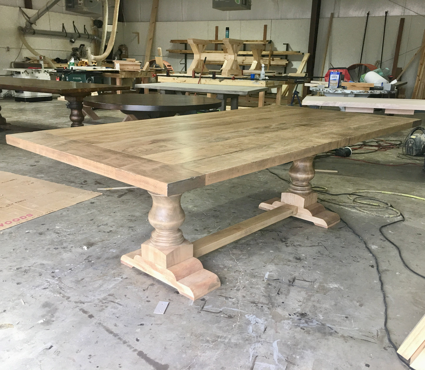 Pedestal Trestle Dining Table with Turned Pedestals