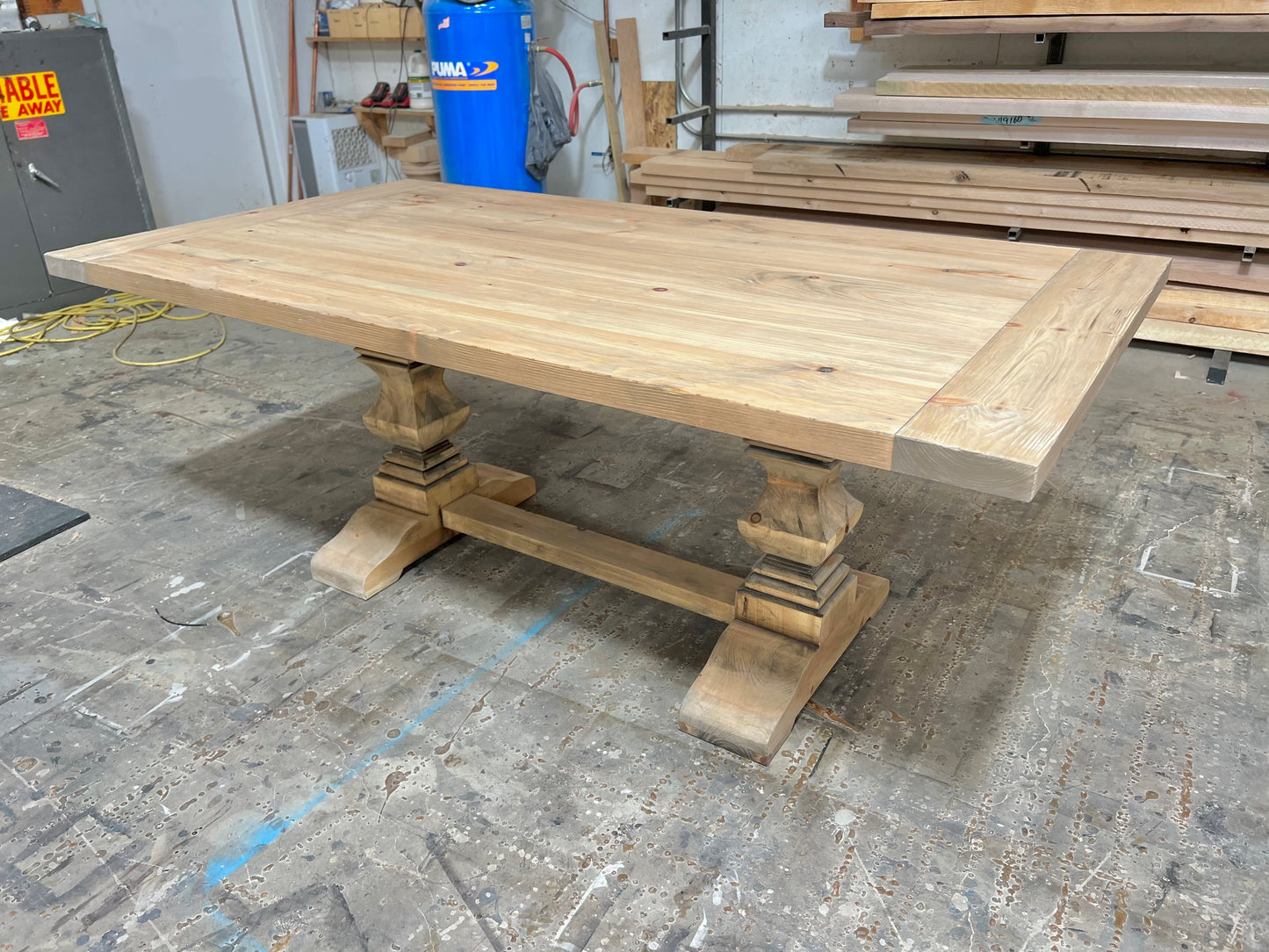 Pedestal Trestle Dining Table with Square Pedestals