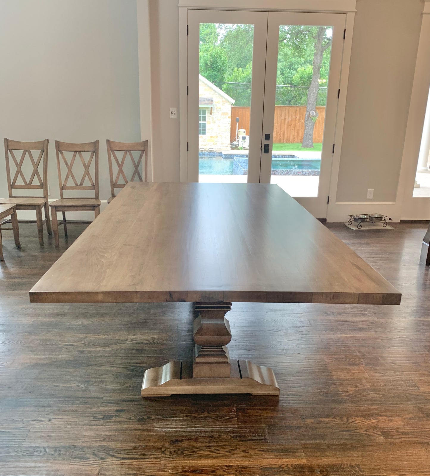 Pedestal Trestle Dining Table with Square Pedestals