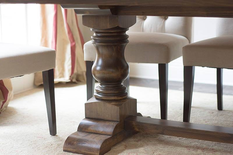 Pedestal Trestle Dining Table with Turned Pedestals