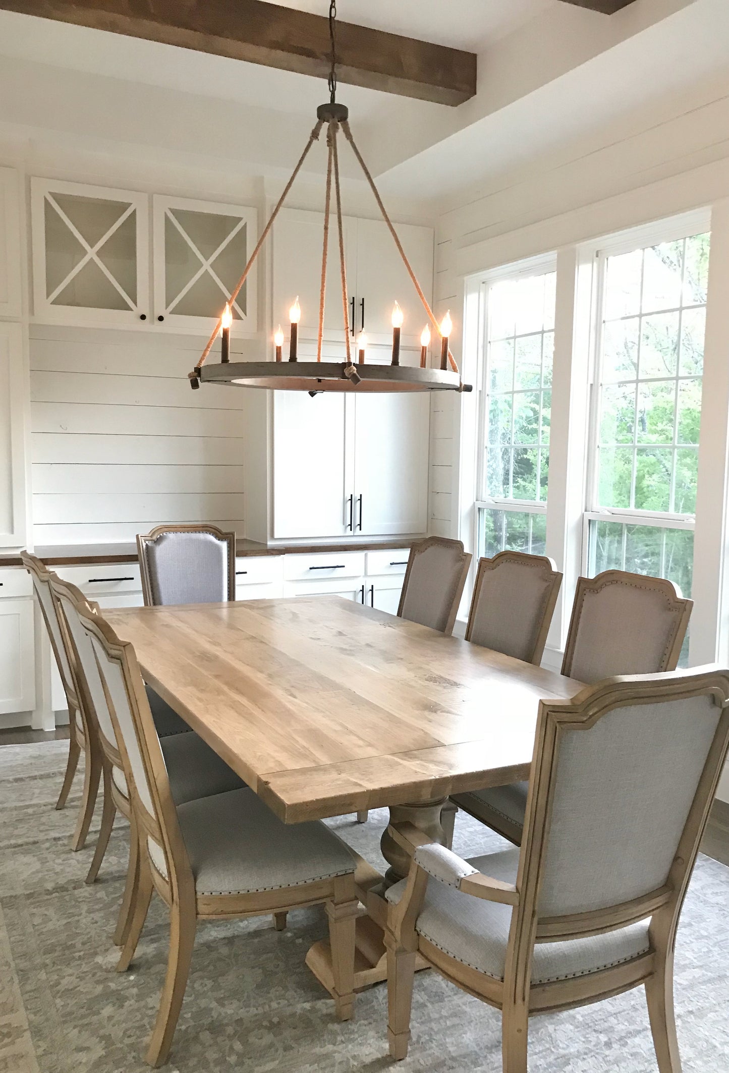 Pedestal Trestle Dining Table with Turned Pedestals