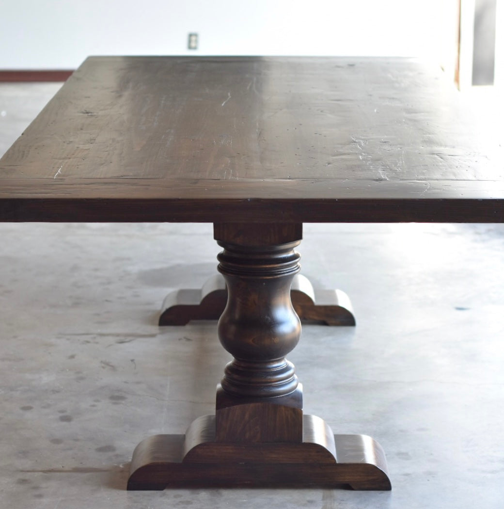 Pedestal Trestle Dining Table with Turned Pedestals