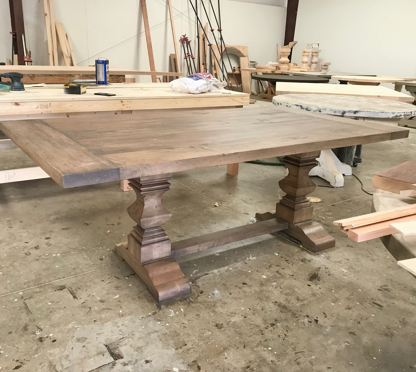 Pedestal Trestle Dining Table with Square Pedestals