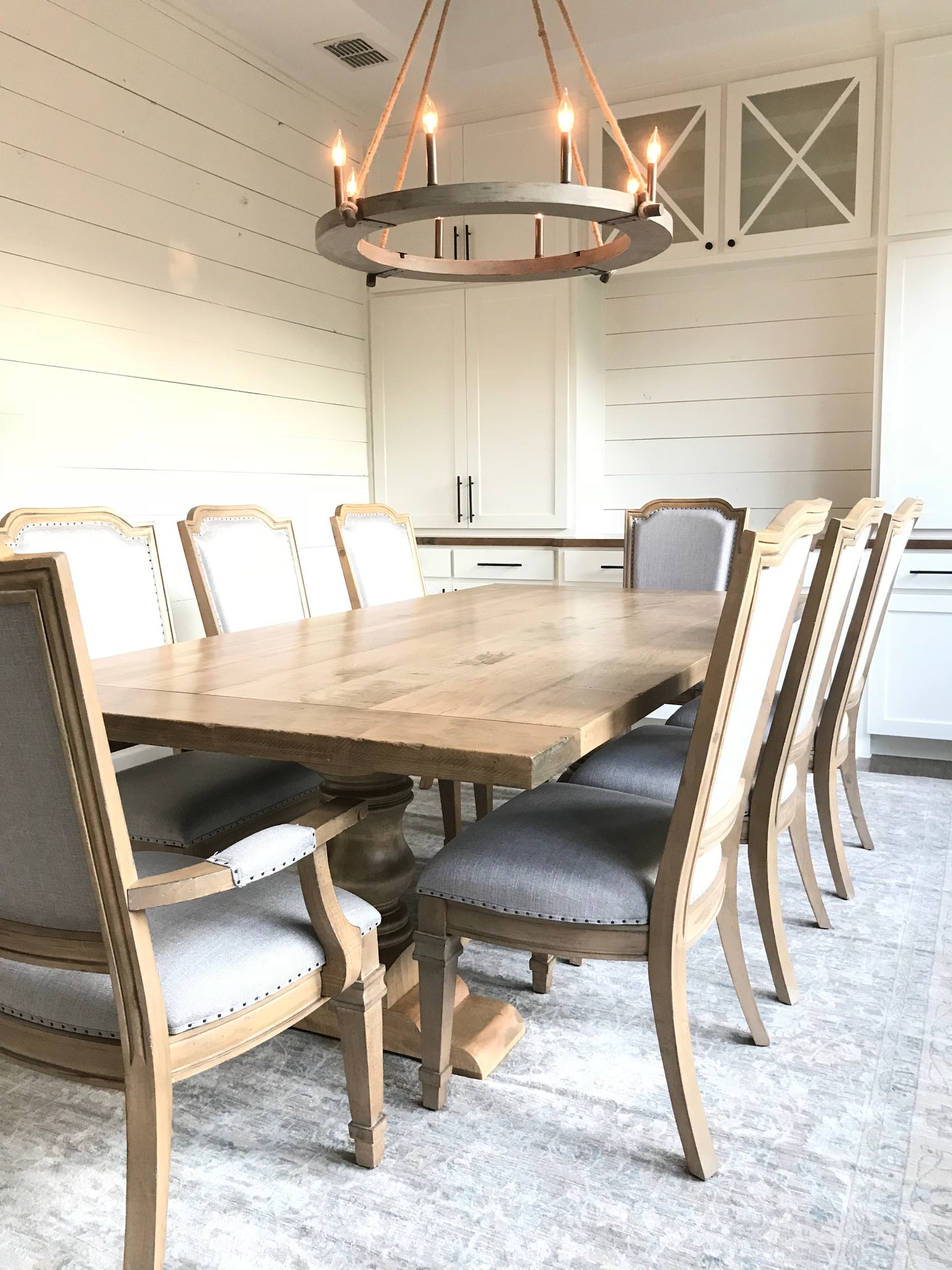 Pedestal Trestle Dining Table with Turned Pedestals