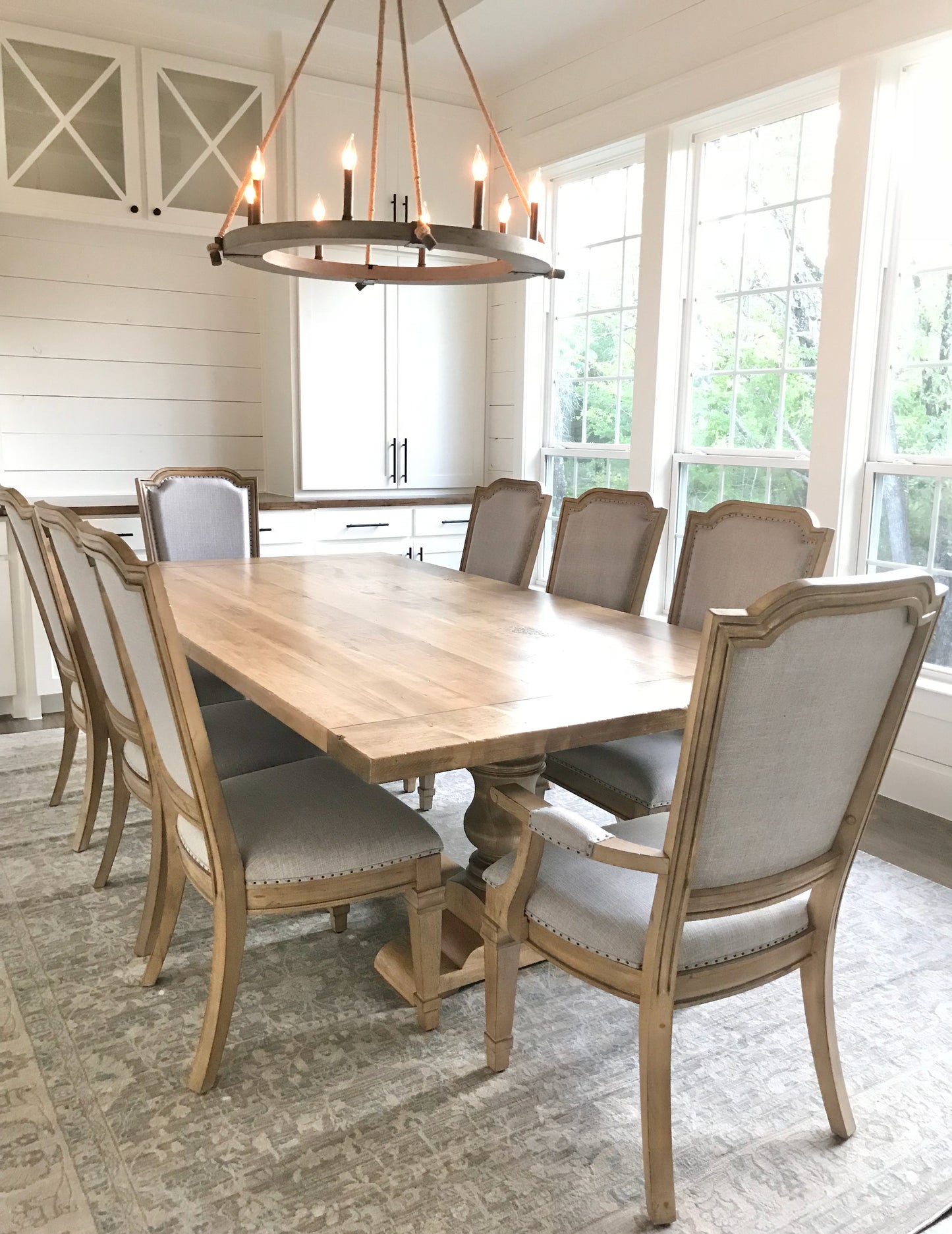 Pedestal Trestle Dining Table with Turned Pedestals