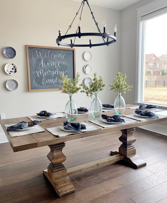 Pedestal Trestle Dining Table with Square Pedestals