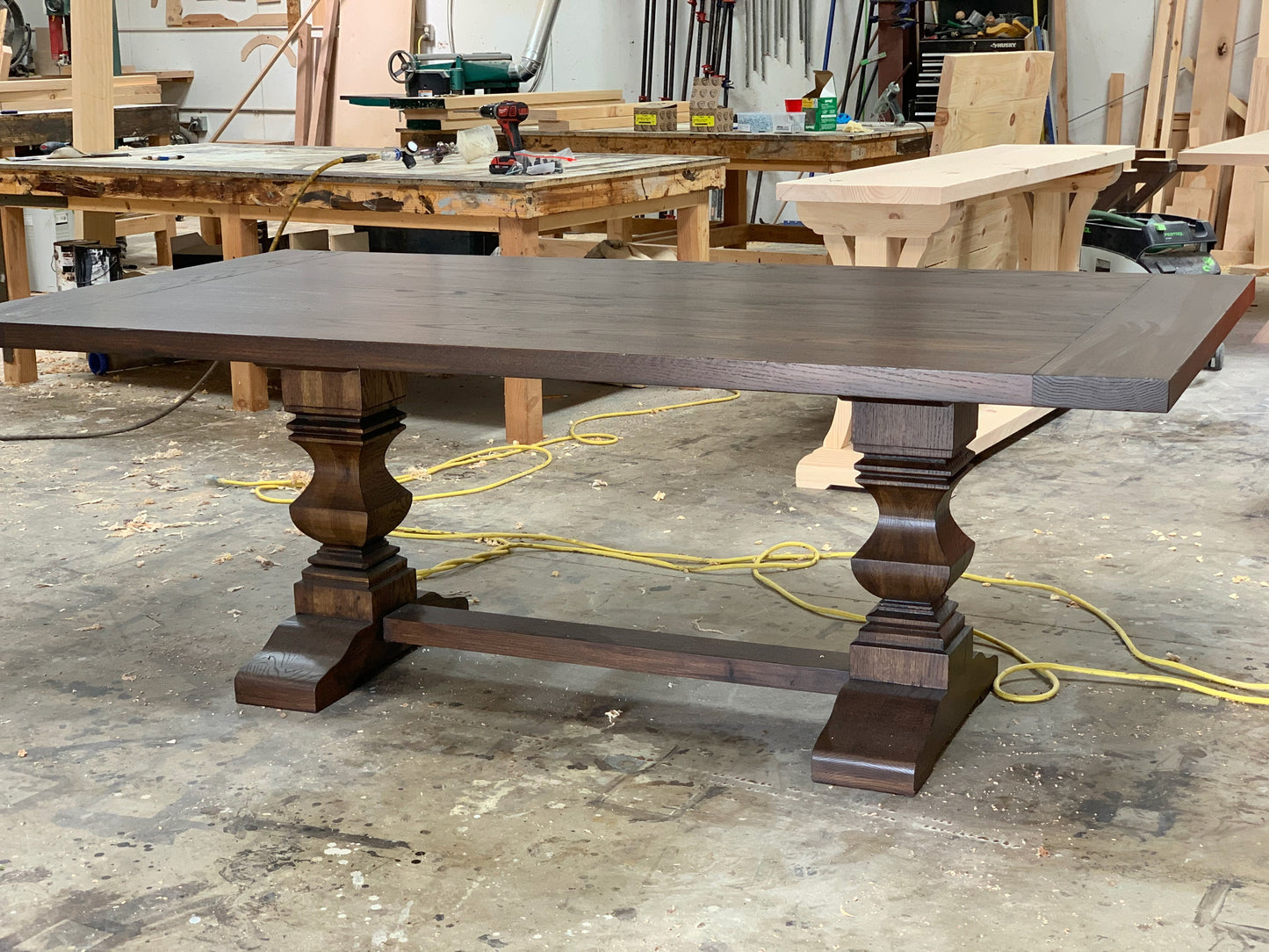 Pedestal Trestle Dining Table with Square Pedestals