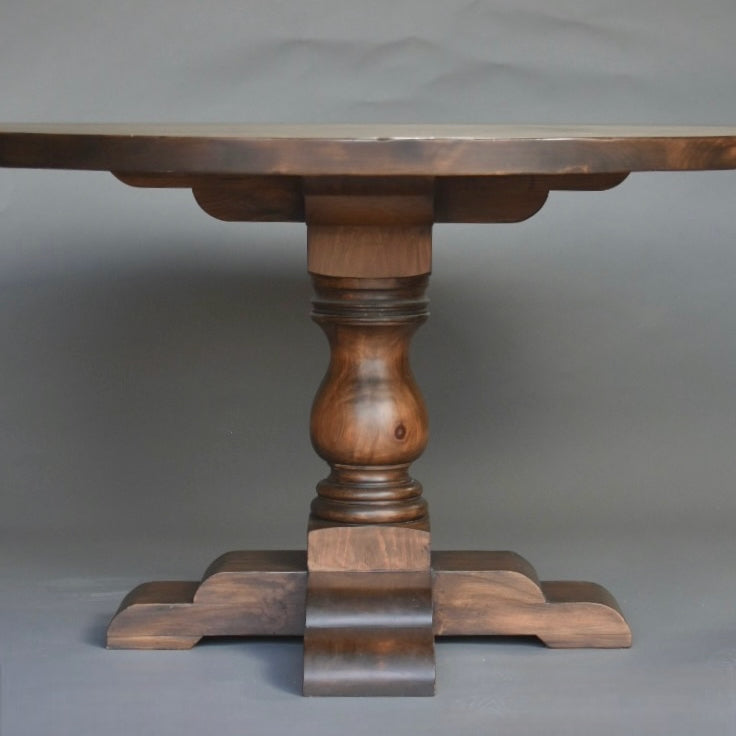 Round Pedestal Base Dining Table with Hand-turned Pedestal