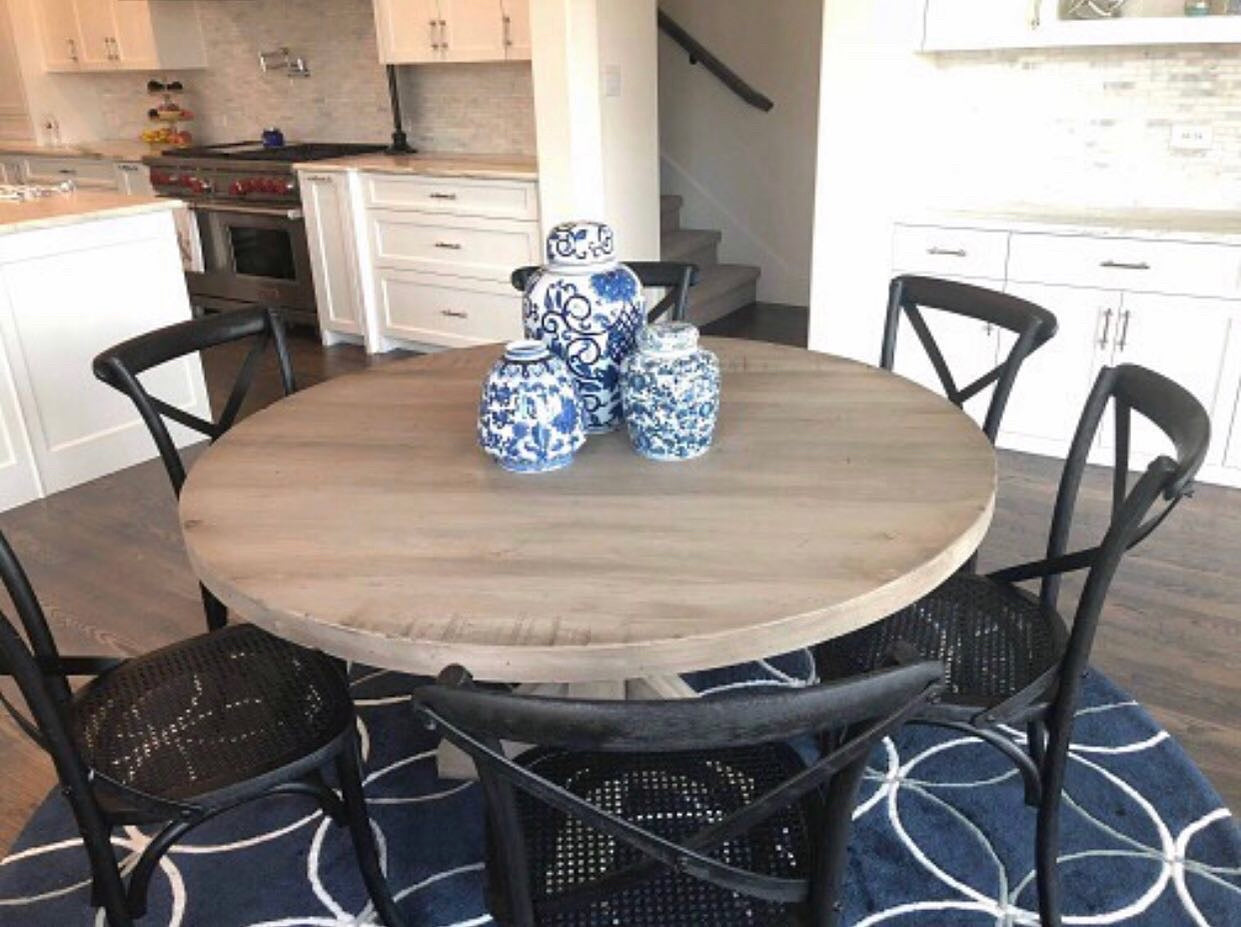 Round X-Base Dining Table